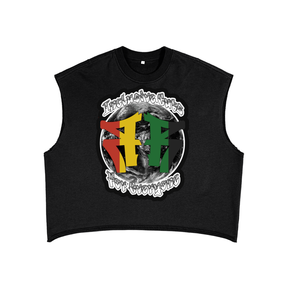 Double r globe Juneteenth cut off tee